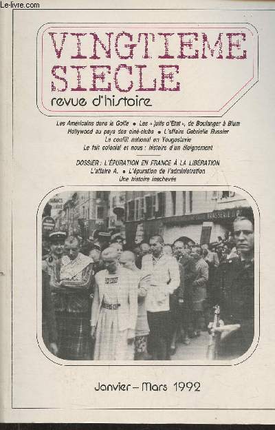 Vingtime sicle, revue d'histoire n33- Janvier-Mars 1992-Sommaire: 