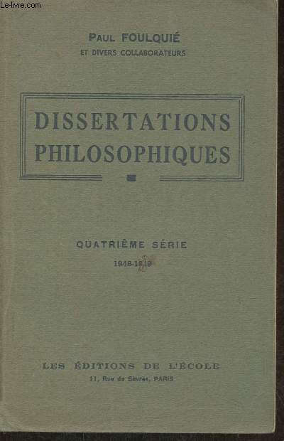 Dissertations philosophiques 1948-1949