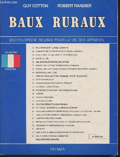 Baux ruraux + mises  jour 1er mars 1993-15 mars 1995 et 1er septembre 1996