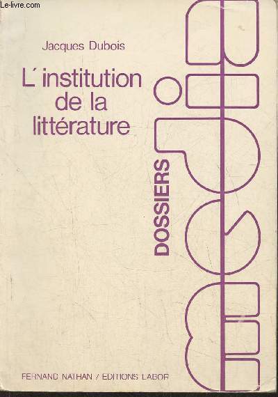 L'instituion de la littrature- introduction  une sociologie