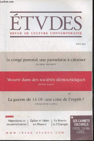 Etudes, revue de culture contemporaine n4206- Juin 2014