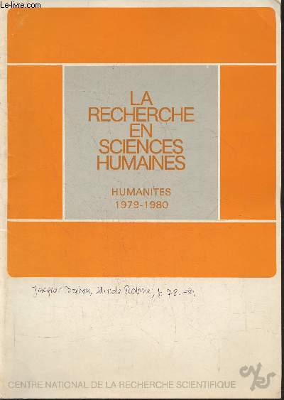 La recherche en sciences humaines- Humanits 1979-1980