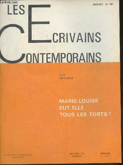 Les crivains contemporains n197- Janvier- Marie-Louise eut-elle tous les torts?