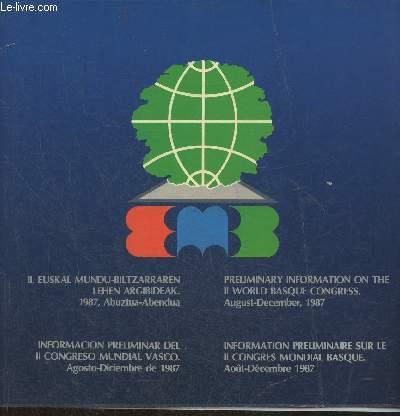 Information prliminaire sur le II Congrs mondial Basque- Aout-Dcembre 1987