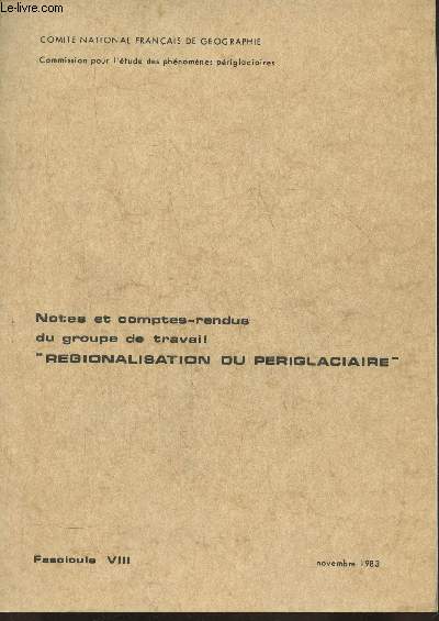 Notes et comptes-rendes du groupe de travail 