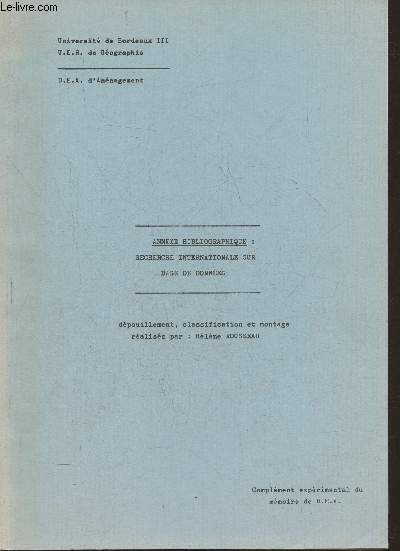 Annexe bibliographique: Recherche internationale sur base de donnes (complment exprimental du mmoire de D.E.A.)