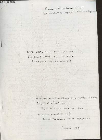 Photocopie- Altration des roches et cuirassement au Rwanda, approche mthodologique- Mmoire de D.E.A.