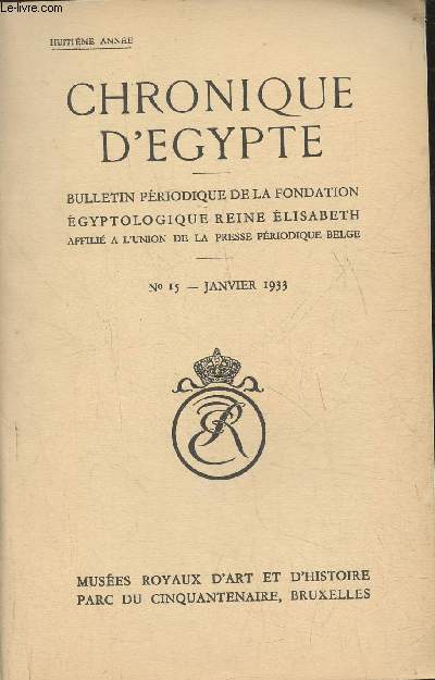 Chronique d'Egypte n15- Janvier 1933
