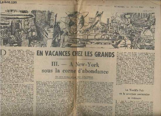 Extrait du journal Le Monde du 22 aot 1964- En vacances ches les grands III:  New-York sous la corne d'abondance