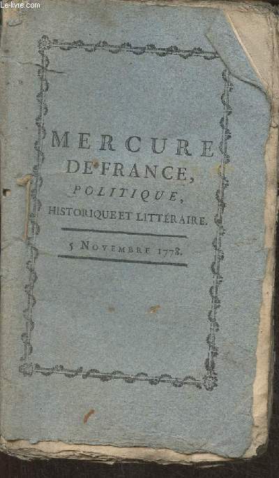 Mercure de France- 5 Novembre 1778