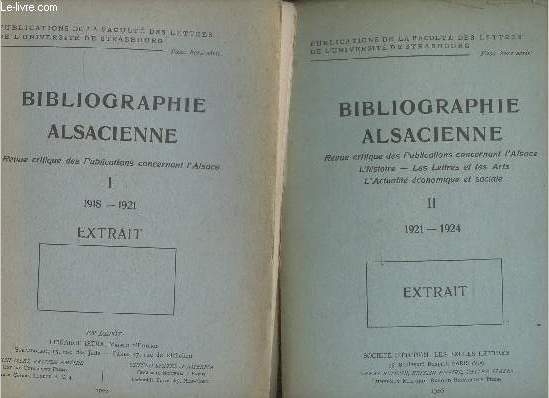 Bibliographie Alsacienne Tomes I et II (2 volumes) 1918-1921 et 1921-1924 (extraits)