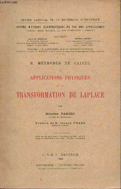 B. Mthodes de calcul I: applications physiques de la transformation de Laplace