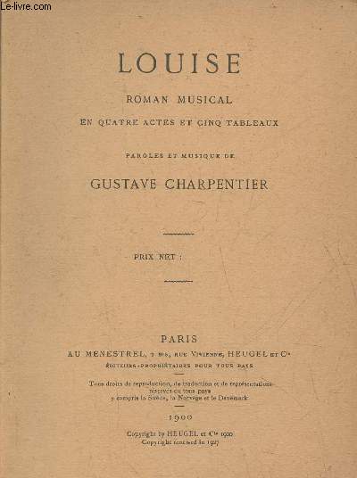 Louise- roman musical en 4 actes et 5 tableaux