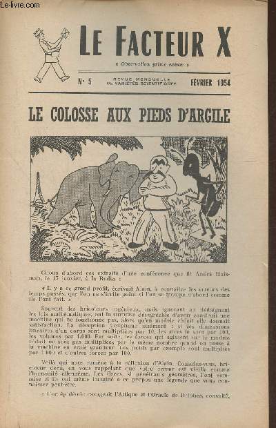 Le facteur X n5- Fvrier 1954- Le colosse aux pieds d'argile