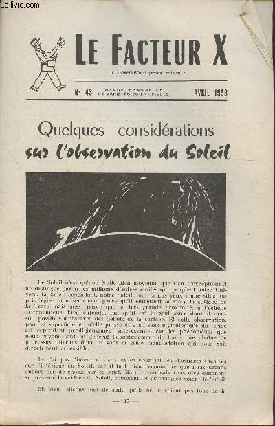 Le facteur X n43- Avril 1958- Quelques considrations sur l'observation du Soleil