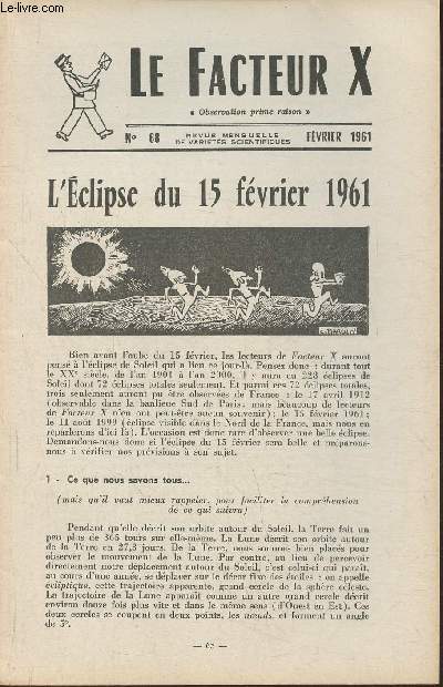 Le facteur X n68- 69 52 Volumes)- Fvrier 1961- L'Eclipse du 15 fvrier 1961