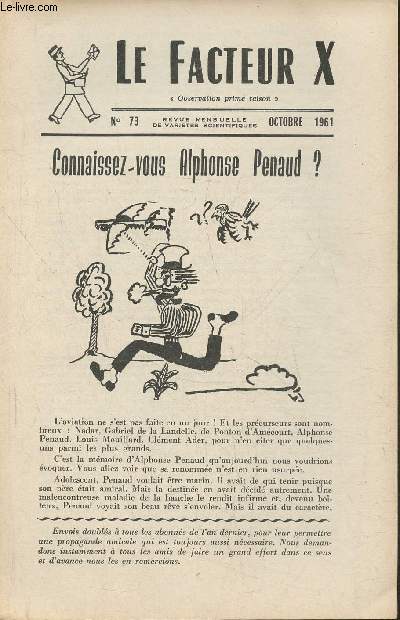 Le facteur X n73- Octobre 1961- Connaissez-vous Alphonse Penaud?