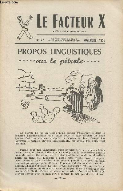 Le facteur X n47- Novembre 1958- Propos linguistiques sur le ptrole