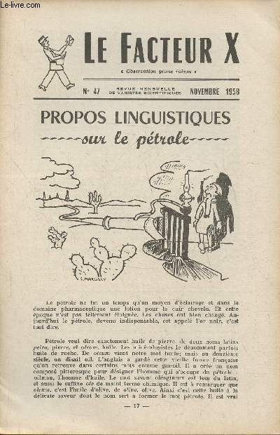 Le facteur X n47- Novembre 1958- Propos linguistiques sur le ptrole