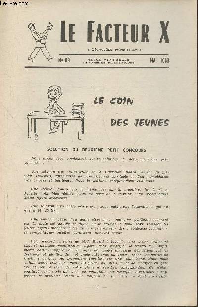 Le facteur X n89- Mai 1963- Le coin des jeunes- Solution du 2me petit concours