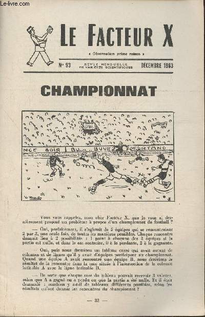 Le facteur X n93- Dcembre 1963- Championnat