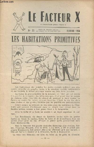 Le facteur X n23- Fvrier 1956- Les habitations primitives