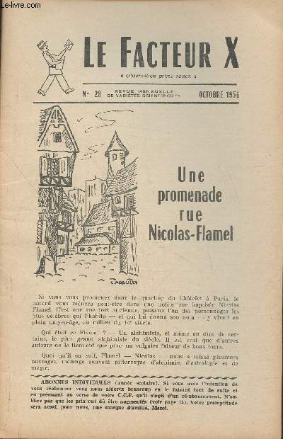 Le facteur X n28- Octobre 1956- Une promenade rue Nicolas-Flamel