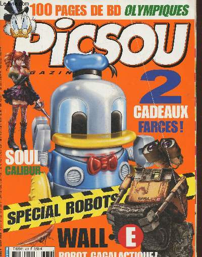 Pcsou magazine n428- Aot 2008-Sommaire: Les 10 robots du cinma- BD Donald: aux jeux Olympiques- 2 gags de K-Farces- BD Donald: la flamme olympique- hroe cin, sries tv, dvd et gags- BD Donald: course  la pomme d'or- les vannes de la savanne- des jeu