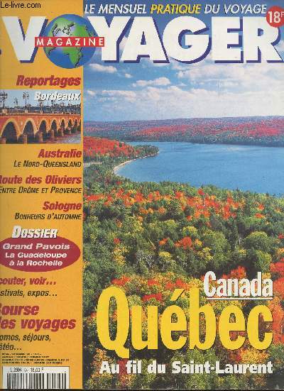 Voyager magazine n64- Septembre 1996-Sommaire: Bateaux du monde- Belle-Ile en VTT- Balade dans la jungle thalandaise  dos d'lphant- les vacances: comment repartir trs vite?- expositions, spectacles, etc- Parcours routes des oliviers- dcouverte: Nor