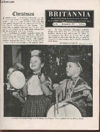 Britannia n82- 5th december 1958-Sommaire: Christmas- Christmas bells- Christmas in the Canadian bush- the is England: December- 