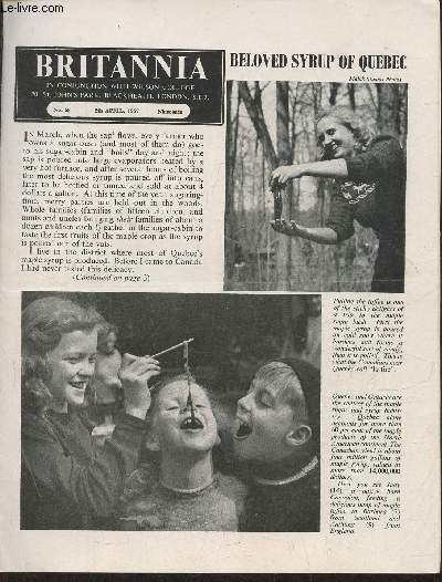 Britannia n68- 5th April 1957-Sommaire: Beloved syrup of Quebec- the welfare state- the cry of the children- the Barretts of Wimpole street- St Patrick's day- presents from the sea-historic treasures: from Packhorse days- Country notes! april- etc.