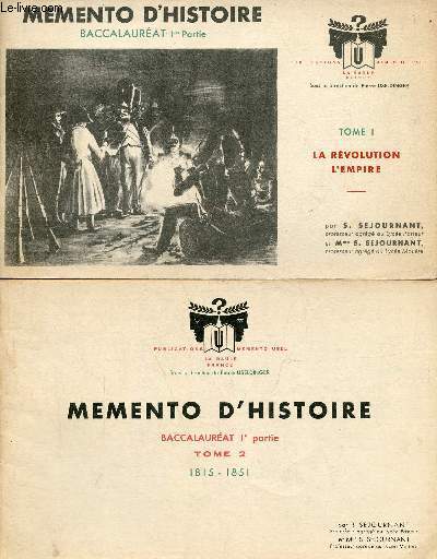 Memento d'histoire baccalaurat 1re partie - Tome 1 + Tome 2 (2 volumes) - Tome 1 : la rvolution l'empire - Tome 2 : 1815-1851.