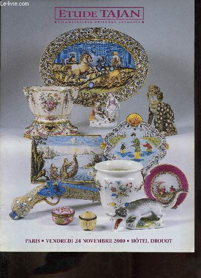 Catalogue de ventes aux enchres - Etude Tajan - Porcelaines et faiences anciennes - Chine, Japon, compagnie des Indes - porcelaines europennes - faiences europennes - porcelaines franaises etc - Htel Drouot salle 2 - vendredi 24 novembre 2000.
