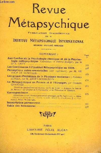 Revue Mtapsychique. Novembre-Dcembre 1927; N6