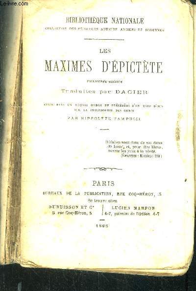 Les maximes d'Épictète.,Bibliothèque Nationale.