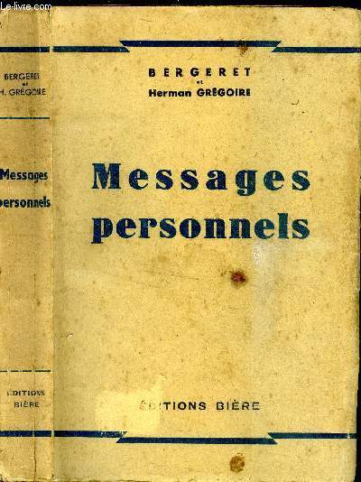 Messages personnels. Edition Originale