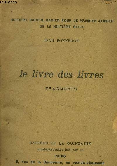 Le livre des livres, fragments
