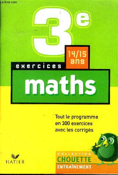 3e exercices maths 14/15 ans