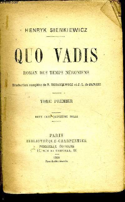 Quo Vadis, Roman des Temps Nroniens, Tome I