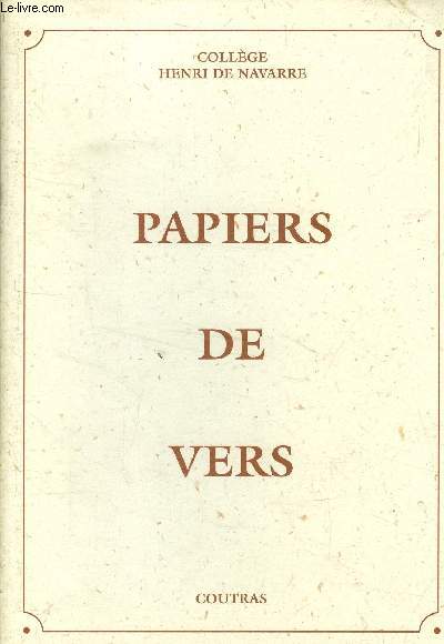 Papiers de Vers - Recueil de pome crit par les lves du club d'criture 