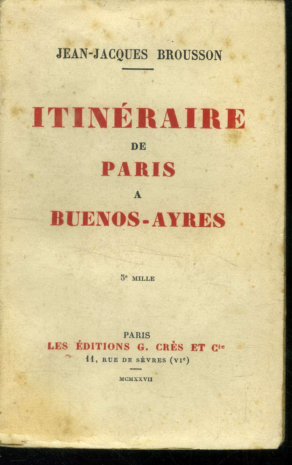 Itinraire de Paris  Buenos-Ayres