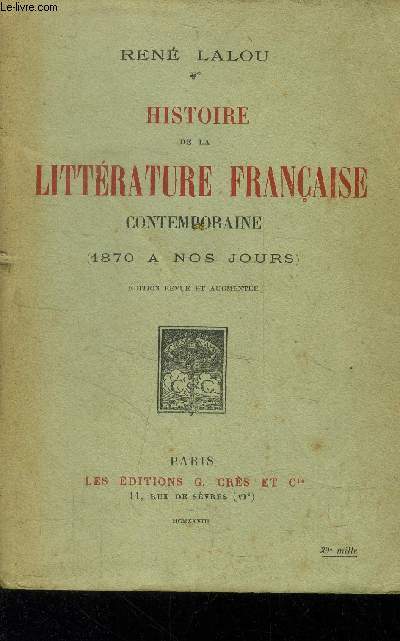 Histoire de la littrature franaise contemporaine