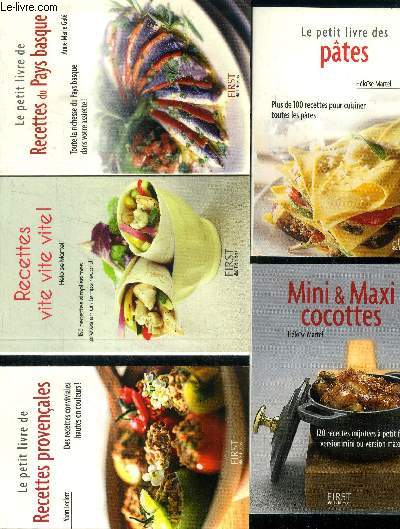 Lot de 5 petits livres de cuisine. Recettes du pays basque /recettes vite vite vite ! / recettes provenales/ Mini & maxi cocottes/ le petit livre des ptes