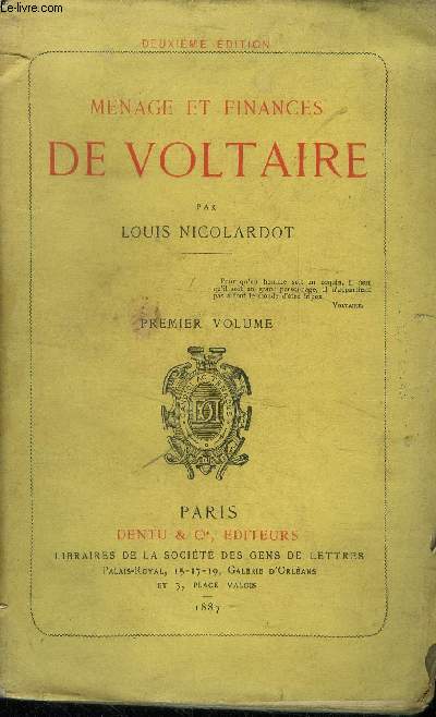 Mnage et finances de Voltaire