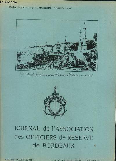 Journal de l'association des officiers de rserve de Bordeaux 106e anne n 311, dcembre 1992.