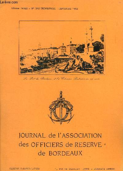 Journal de l'association des officiers de rserve de Bordeaux, 106e anne n 310, septembre 1992.