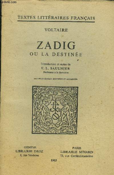 Zadig ou la destinée. de Voltaire | Achat livres - Ref RO40014409 -  le-livre.fr