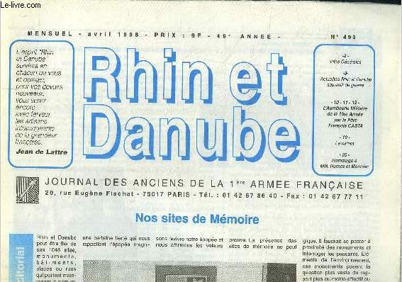 Rhin et Danube , journal des anciens de la 1re arme franaise N493, avril1998 :Nos sites de mmoire- Actualit rhin et Danube, souvenir de guerre...