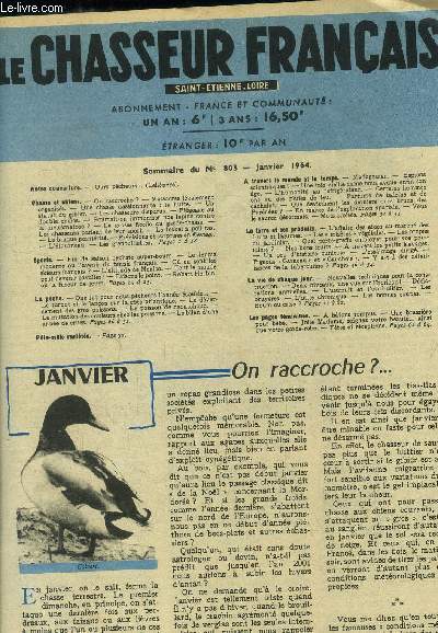 Le chasseur franais Saint-Etienne -Loire N803, janvier 1964 :Chasse et chiens , on raccroche ?- Pigeage au double enclos- Le teckel a poil ras....