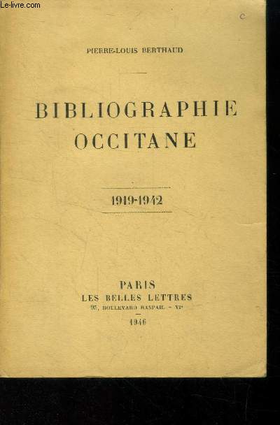Bibliographie occitane 1919-1942